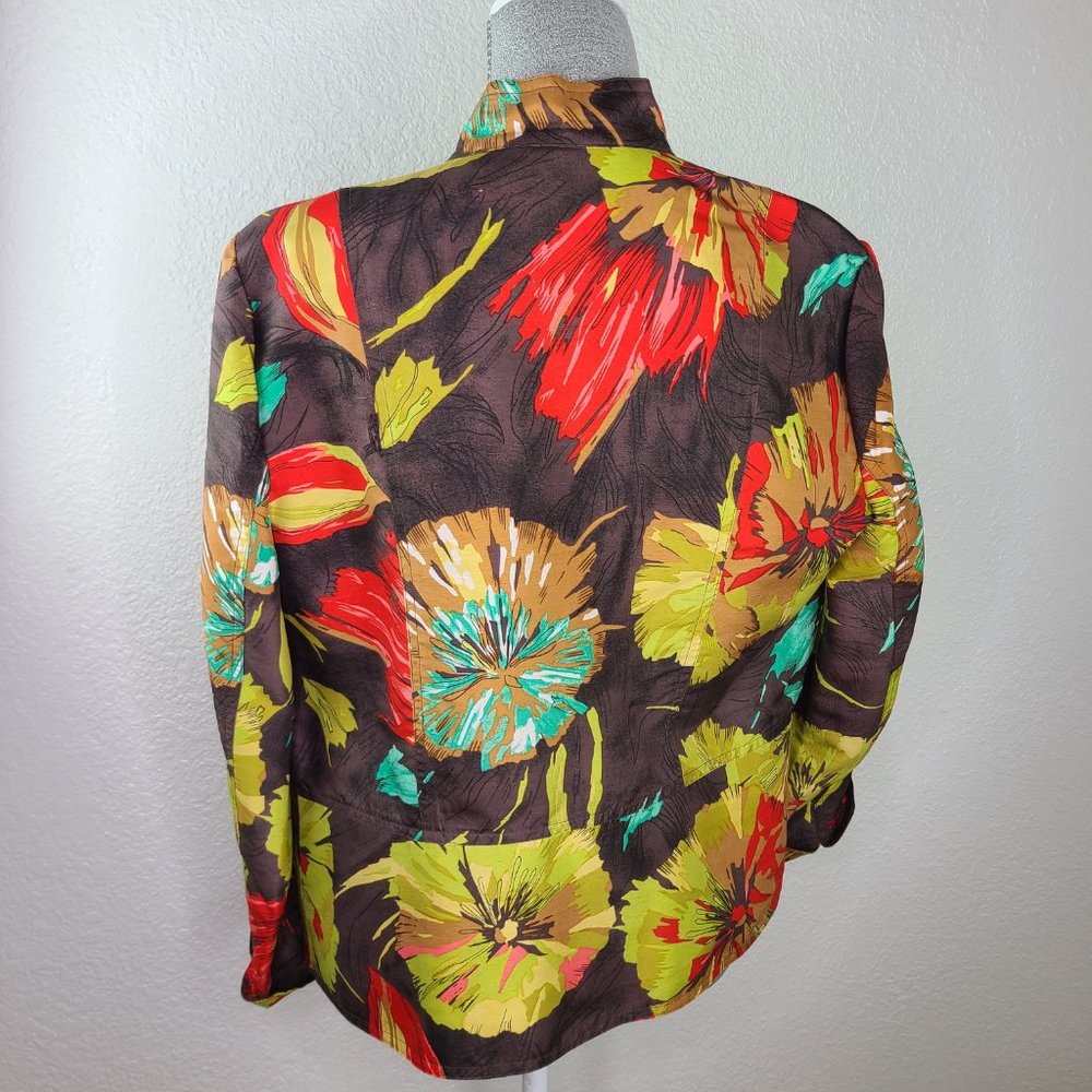 Coldwater Creek Silk Floral Jacket Blazer Medium - Picture 5 of 7